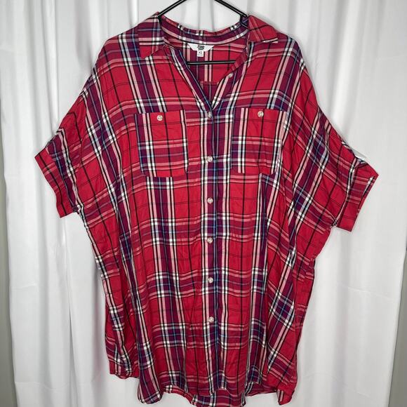 Ascot the Hart red long shirt button down or night gown size x small oversized - Picture 8 of 12